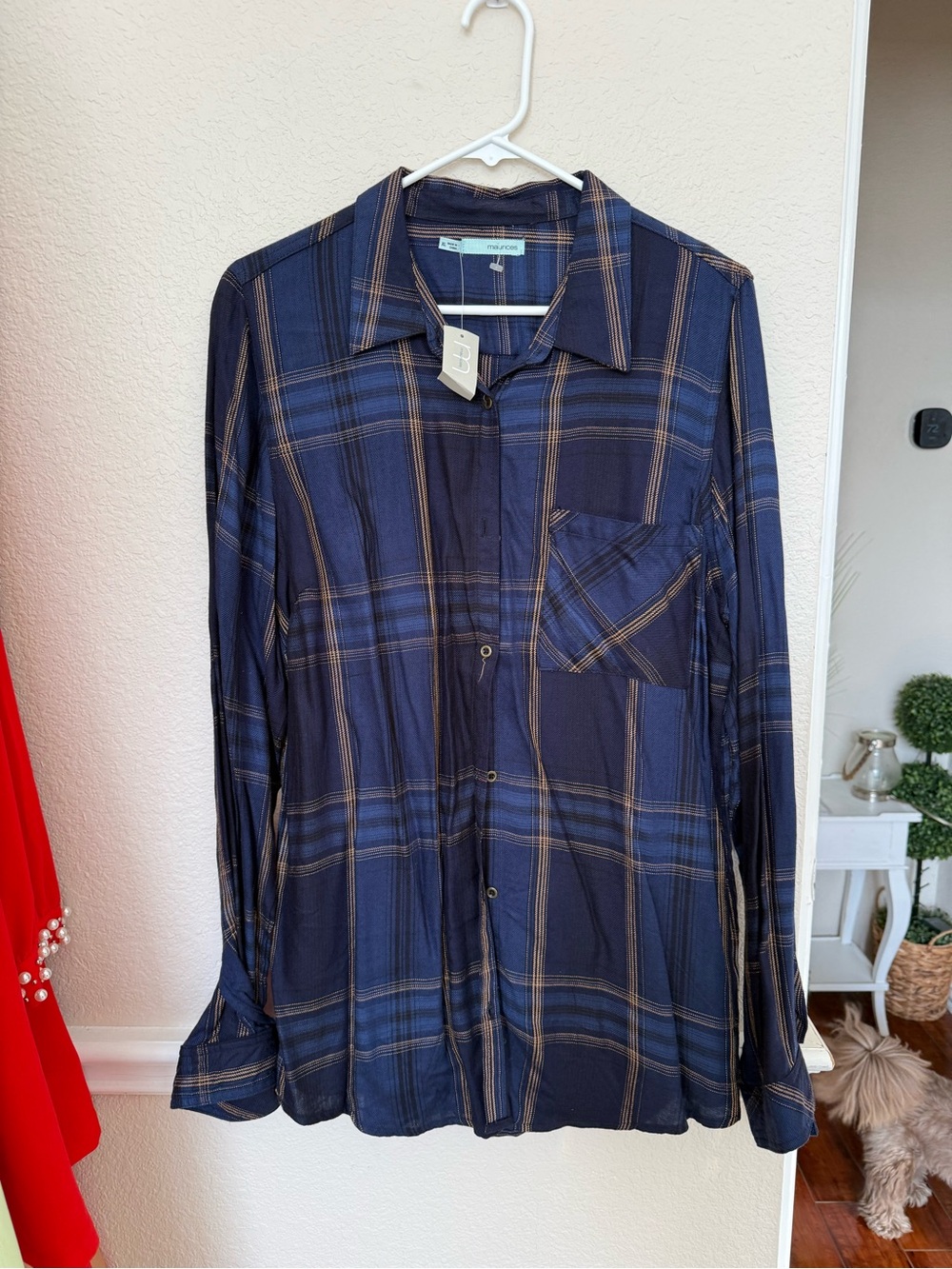 Rails Navy & Tan Plaid Button-Up Shirt XL maurice